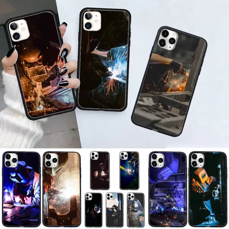

Welder Welding Hot Metal Worker Phone Case For iphone 12 11 13 7 8 6 s plus x xs xr pro max mini shell