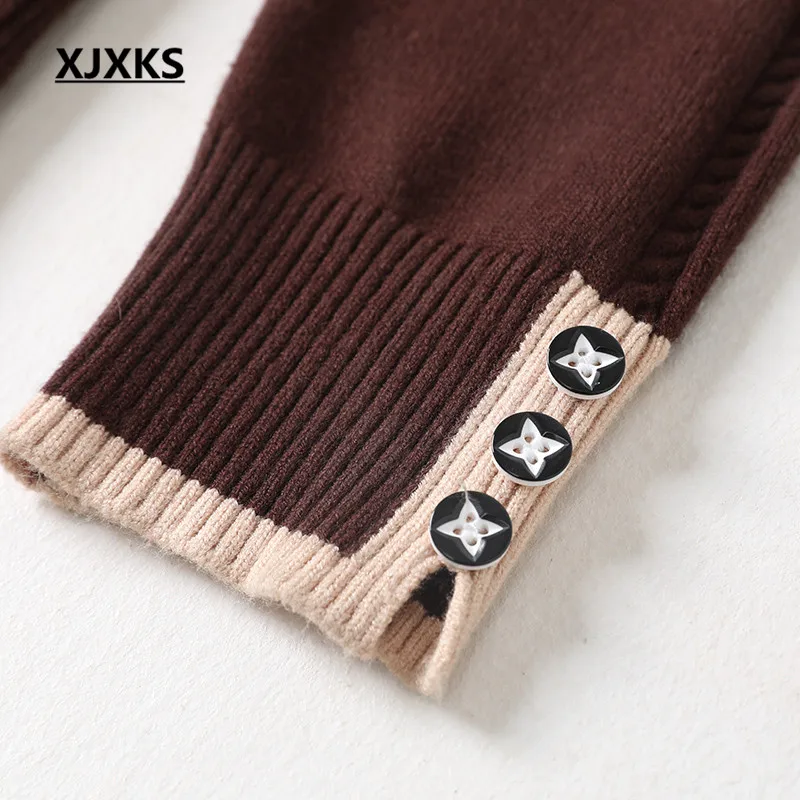 XJXKS 2020 Новое весеннее женское трикотажное платье высокого качества удобный