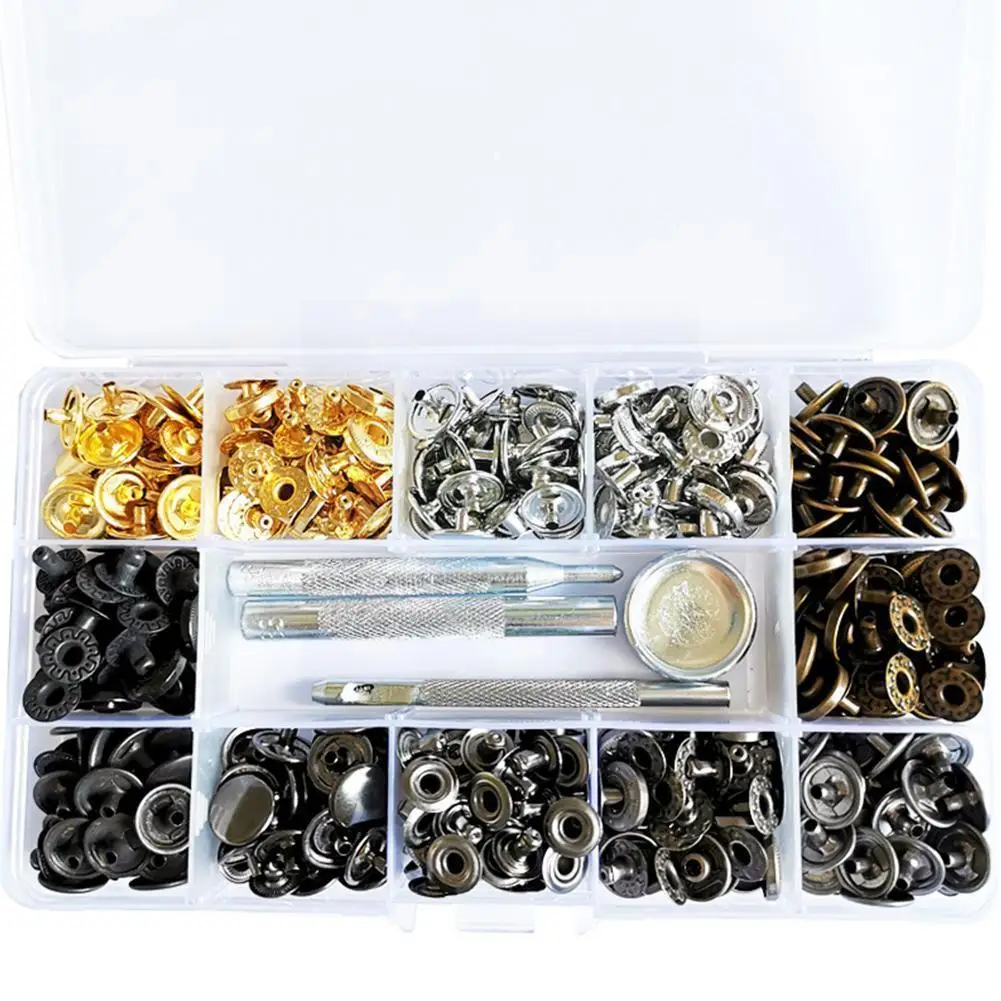 

633# 6-color Metal Four-in-one Button Package Metal Accessories Down Buttons Men's Snap Jackets Shirt Coat Pure Buckle F9u9