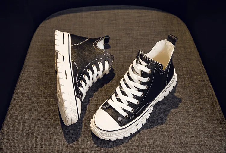 

Fashion Sneakers Woman Flat Women Shoes 2020 Autumn New Casual White Lace Up Trendy Vulcanized Genuine Leather Ladies Footwear