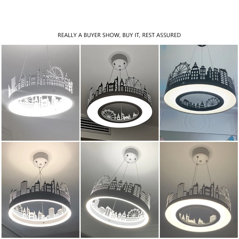 Современные светодиодные подвесные светильники железо акрил городская модель