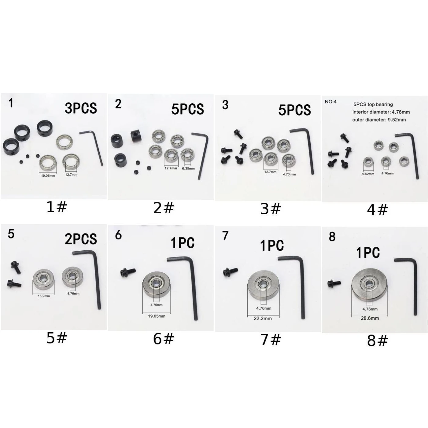 Набор колец для остановки подшипника 1/4 дюйма 1/2 строгальный Бит фрезерные биты