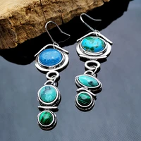 vintage ethnic hanging dangle drop earrings long resin stone earring for women wedding jewelry ornaments accessories o4d313