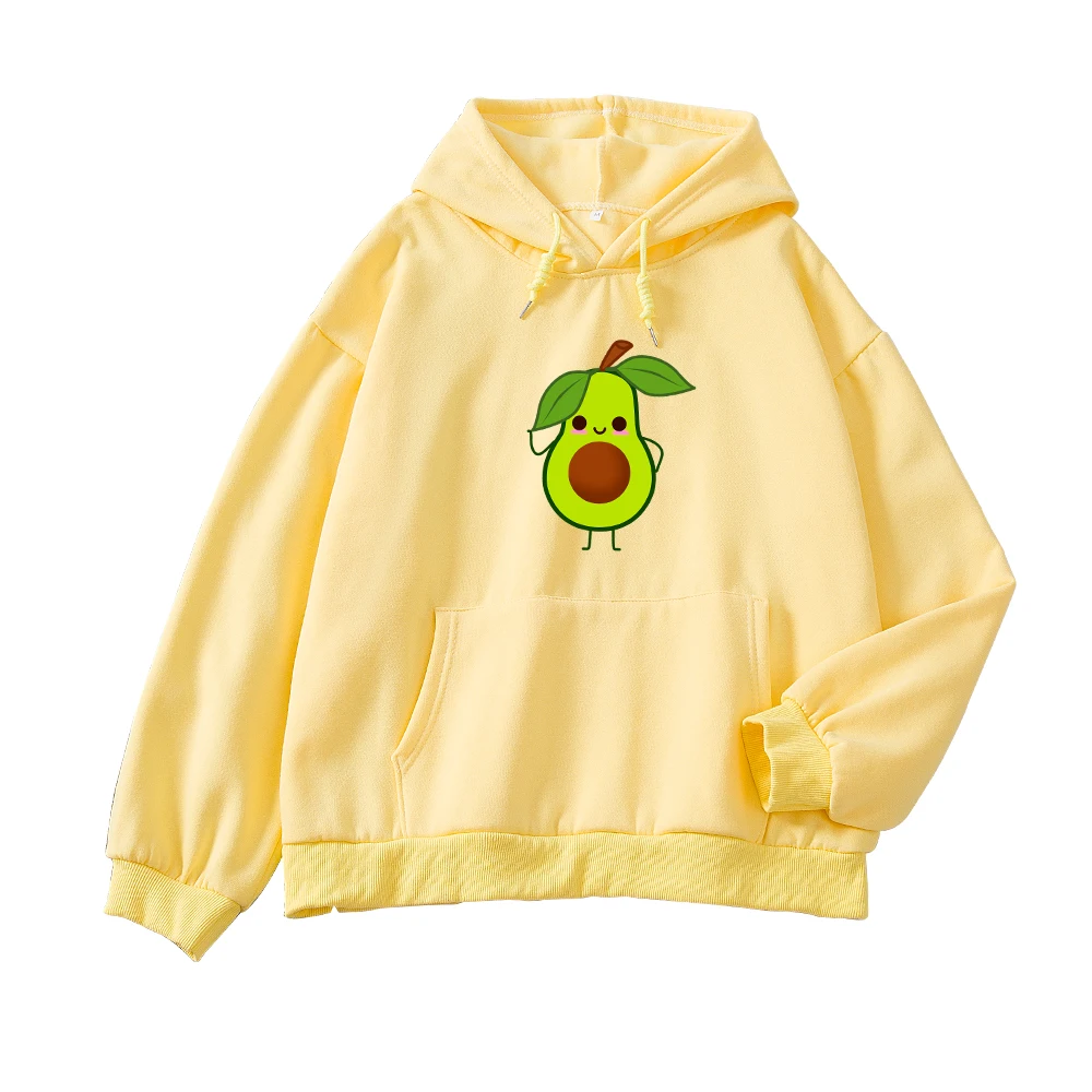 

2020 New Fashion Korean Winter Harajuku Women Sweatshirt Cute Cartoon Avocado Print Women Hoodies Streetwear Female Pullovers