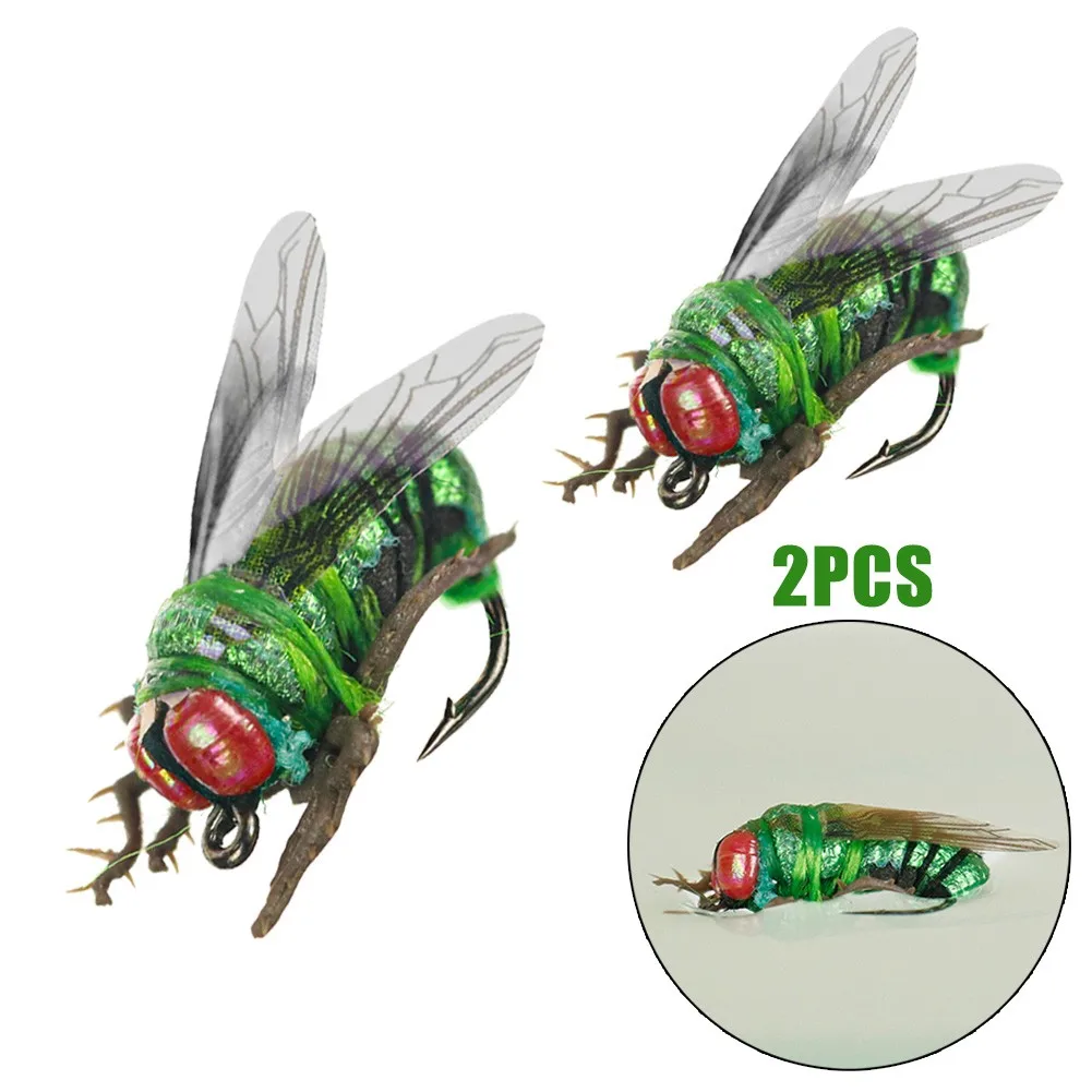 

2pcs/Box Float Insects Flies Fly Fishing Lure Topwater Bait Dry Flies Crank Hook Insects Lure Bionic Bee Floating Bait Pesca