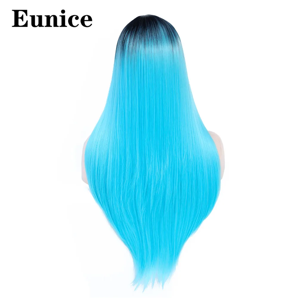 Ombre black to blue Синтетический Средний парк темный корень женский черный длинные шелковистые прямые парики Омбре Красный Розовый Синий Коричневый Серый косплей парики для женщин - Цвет: Ombre black to blue