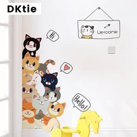 hot selling wall sticker cartoon cat combo for girl bedroom window home door sticker decoration