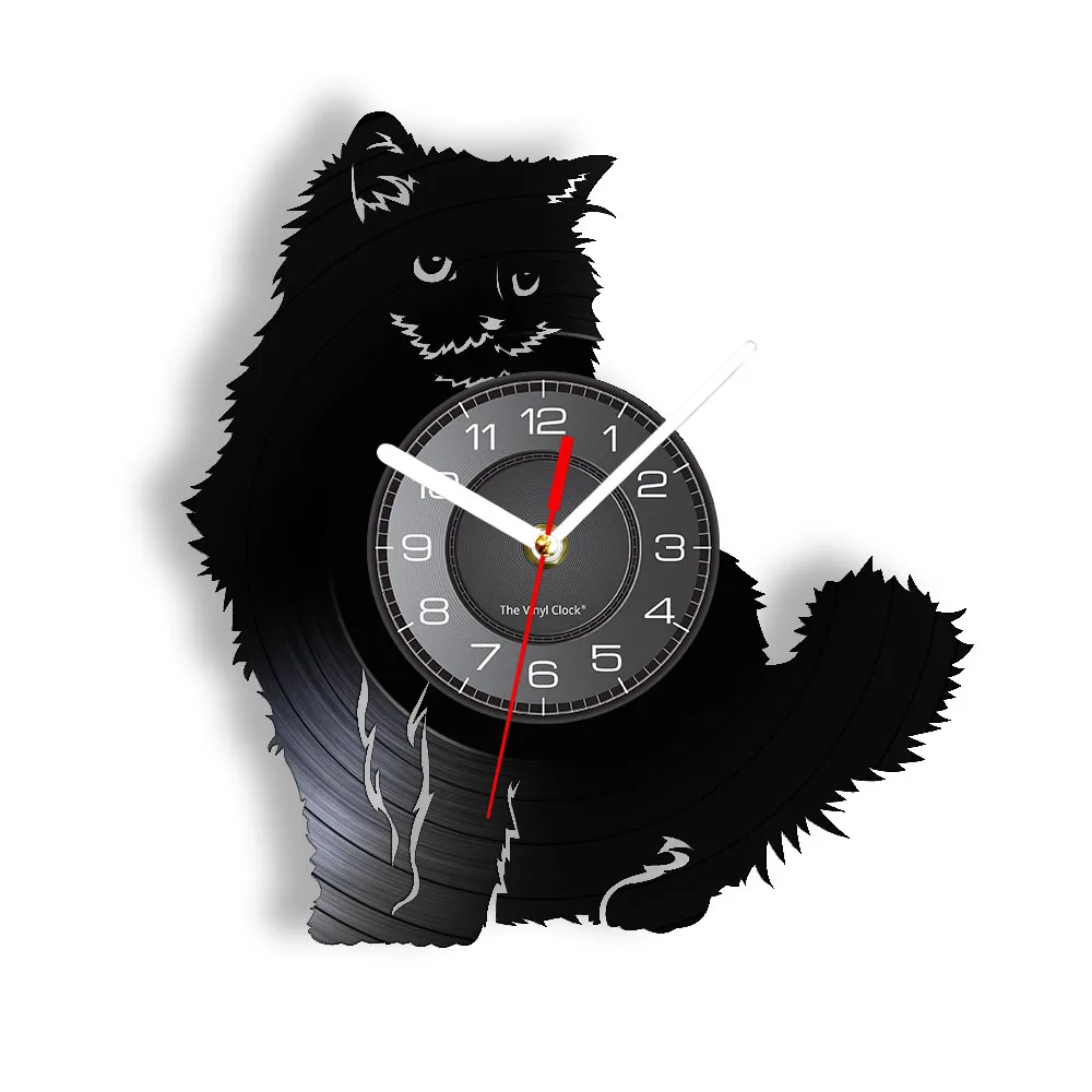 

I Love Cats Vinyl LP Album Re-purposed Record Clock Fluffy Ragdoll Cat Pet Animal Silhouette LED Backlight Timepiece Unique GIft