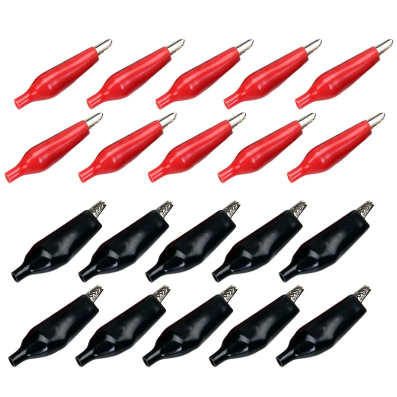 10 Pairs Insulated Covers Nickel-plated Steel Crocodile Clips--Black and Red
