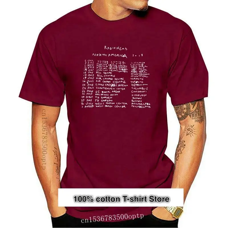 

NEU Radiohead-Camiseta de concierto para hombre, camisa negra de tamaño completo, Tour de América del Norte, 2018