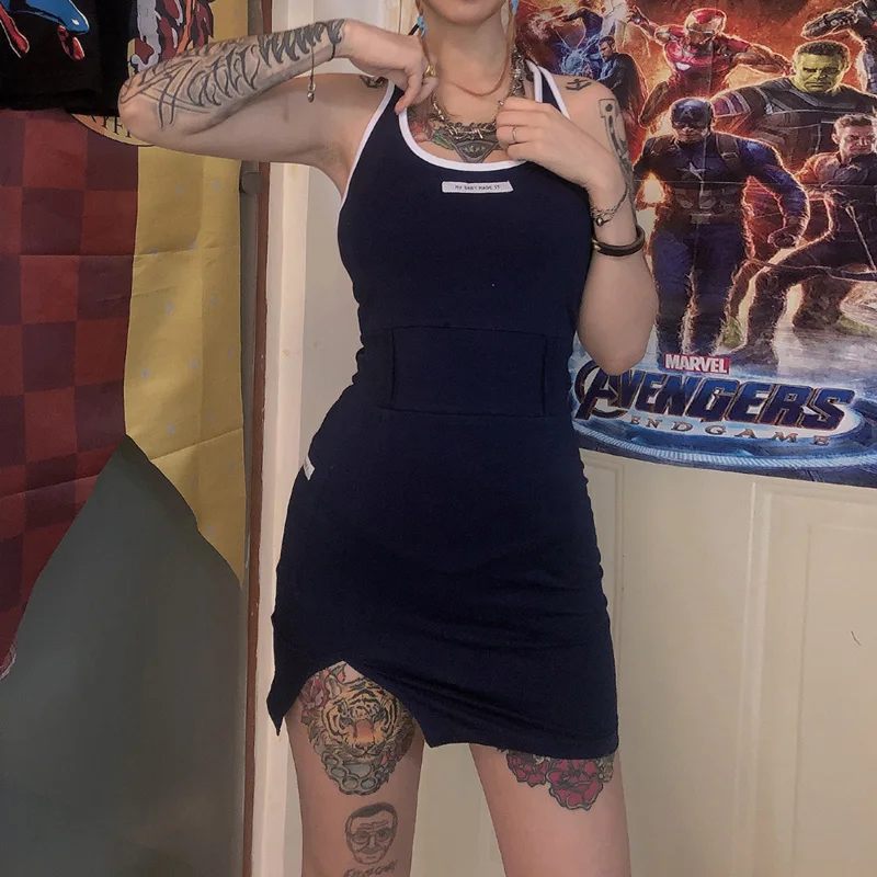 

Fashion Basic Cotton Lace Up Mini Dresses Womens Summer New Black Slim Soft Home Wear Street Casual Bodycon Dresses Mujer