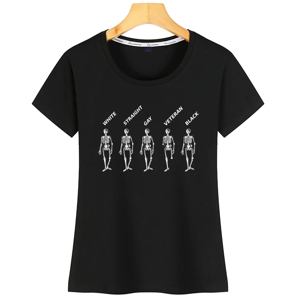 Топы Футболка женская забавные скелеты Забавный ЛГБТ Ветеран Модная белая