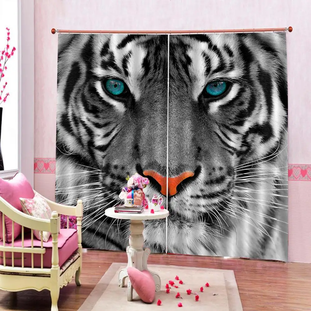 

Modern Home Decoration Blackout 3D Curtain stereoscopic lifelike Tiger head Photo 3D Curtains for Living Room Window