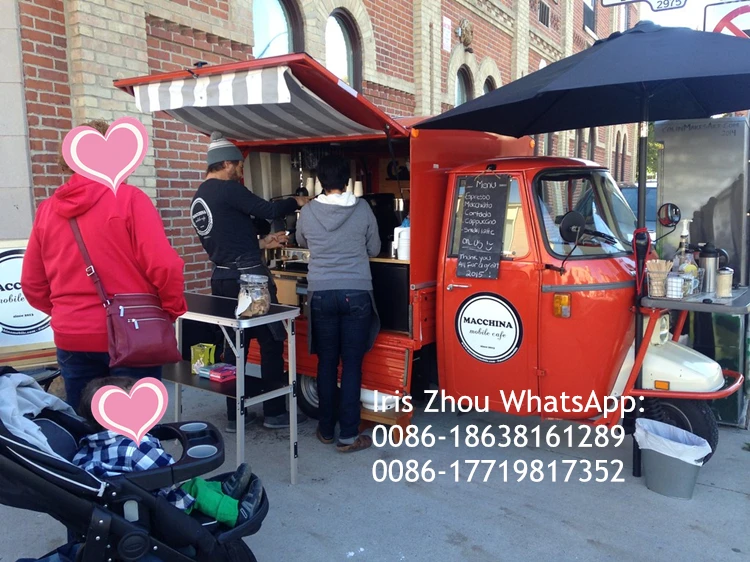 Лидер продаж грузовой велосипед Piaggio Ape 3 Wheeler Food Van грузовик на продажу|Кухонные