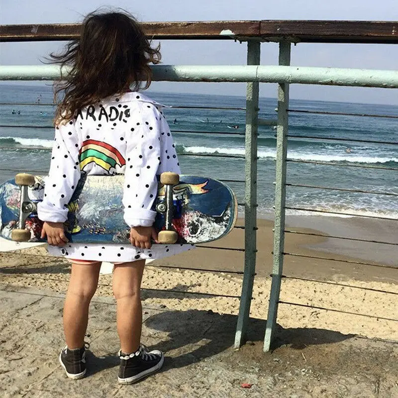 

3-7Y Toddler Kids Baby Girls Boys Polka Dot Tops Outerwear Coat Rainbow Jacket Autumn Winter Clothes