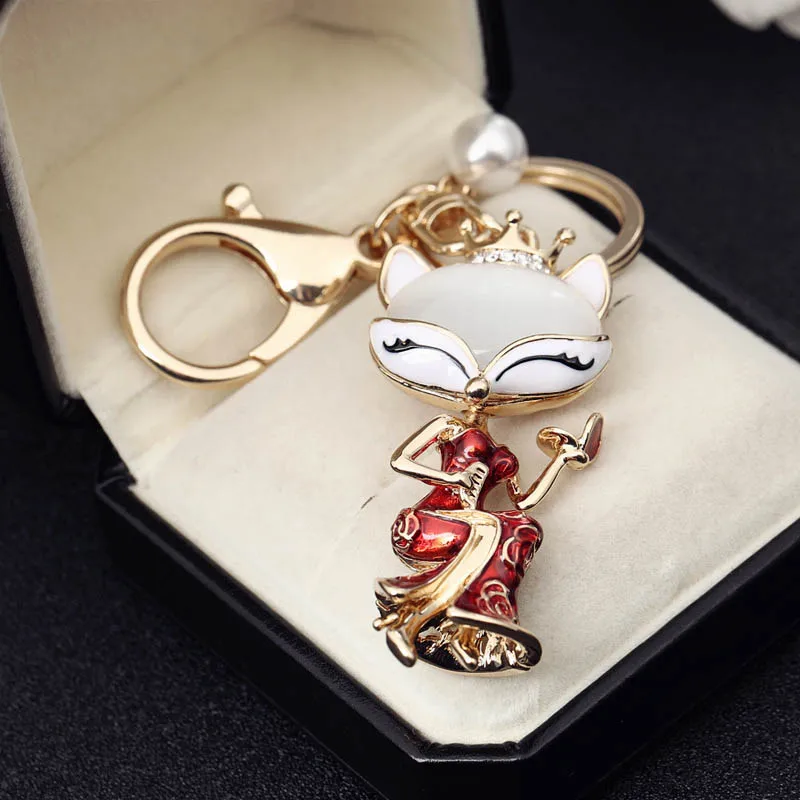 Роскошный сексуальный опал Милая Красная юбка маленький брелок Лисичка