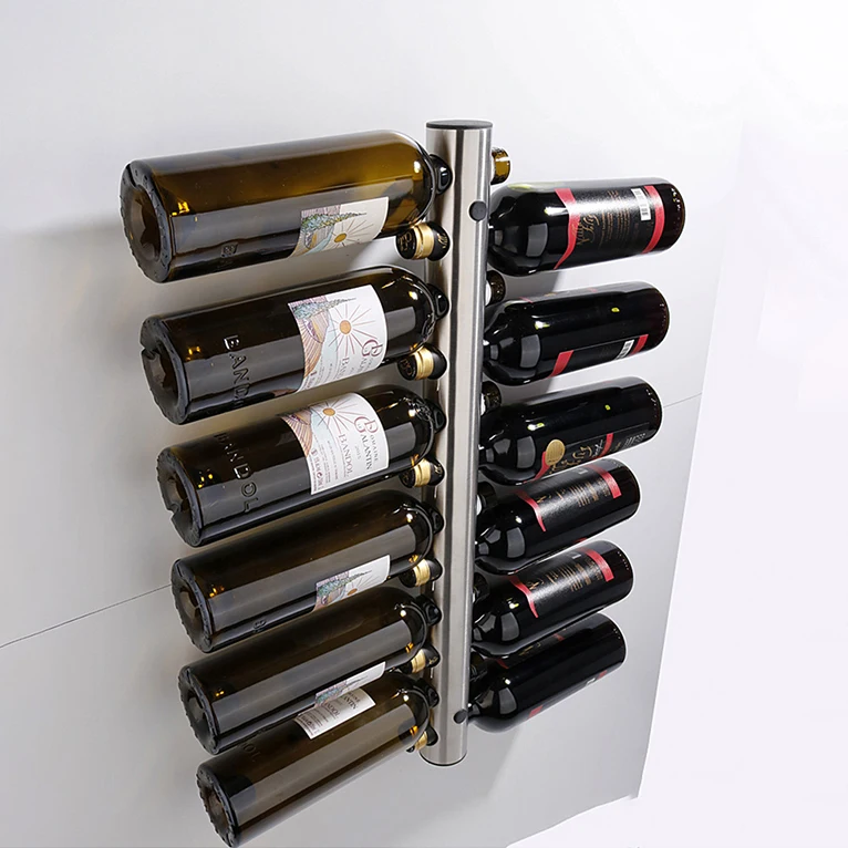 

Stainless Steel Wine Rack Wall Mounted Holder For Creative Home Kitchen Bar 8/12 Bottles