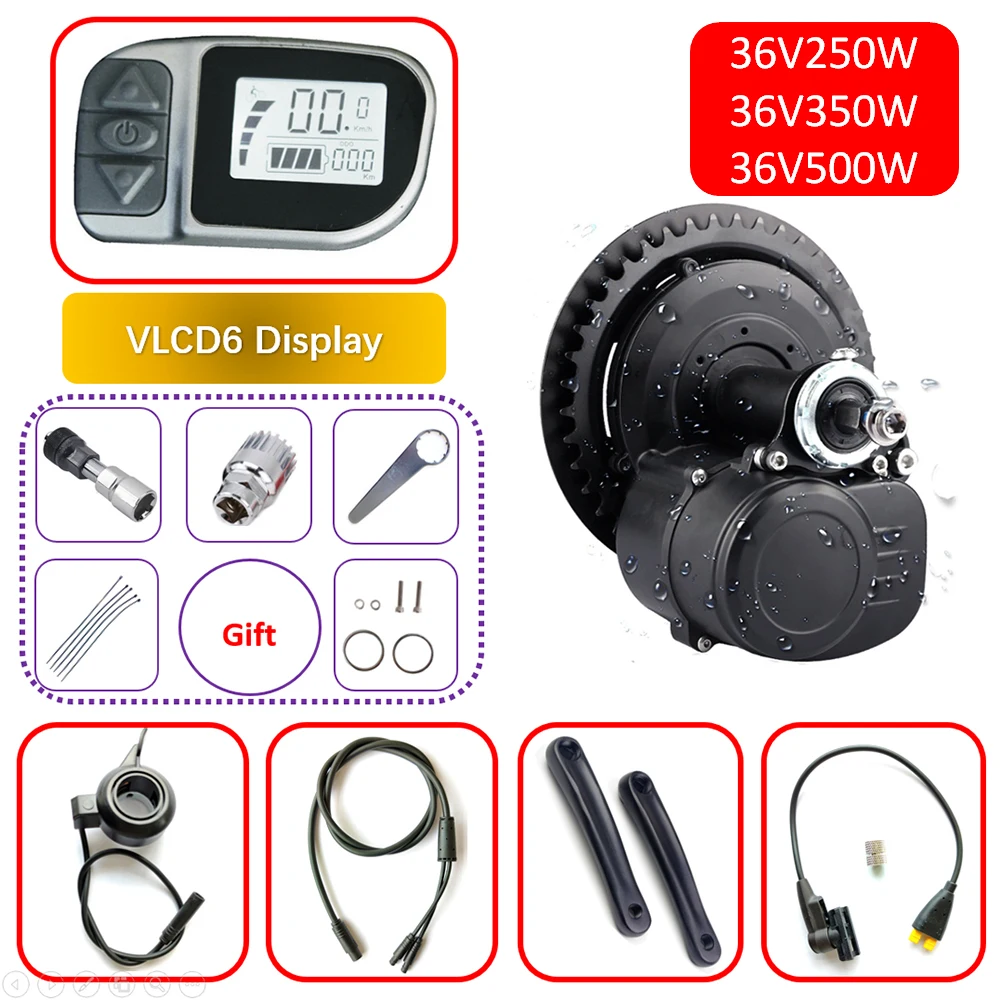 

TSDZ2 Tongsheng 36V250W 350W 500W Torque Sensor Mid Drive Motor Electric Bike Bicycle ebike Conversion Kit With VLCD6 Display