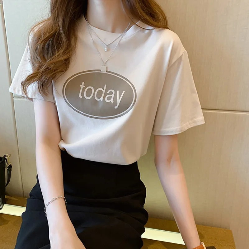 

Short Sleeve T-shirt Women 2020 Summer New Korean Loose Top Women's Half Sleeve T Shirts Female O Neck Tees