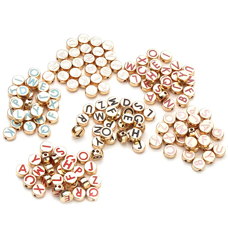 

26 Letters Per Lot 8mm Double Side Beads Alphabet Initial Loose Beads for DIY Charm Bracelet Making Accessories Spacer Beads