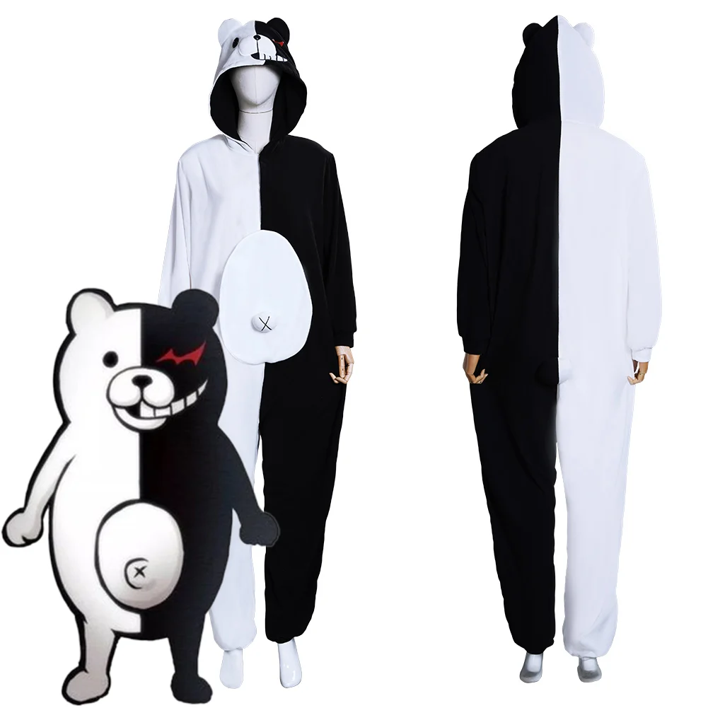 

Anime Danganronpa Dangan Ronpa Monokuma and Monomi Cosplay Costumes Robe Jumpsuit Pajamas Sleepwear Halloween Carnival