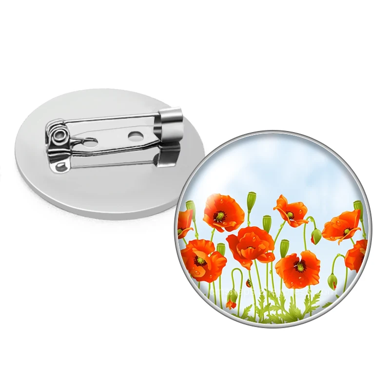 Цветы Маргаритка Папавер рогоносец Гортензия живопись фото Стеклянный кабошон Брошь купол Фото Ювелирные украшения Броши Пин Мужчины Женщины Подарок на.
