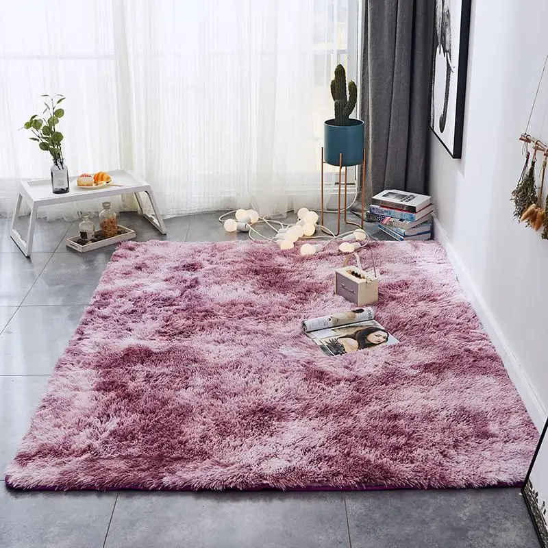 

Purple Shaggy Tie-dye Carpet Printed Alfombra Plush Floor Fluffy Mats Kids Room Faux Fur Area Rug Living Room Mats Silky Rugs