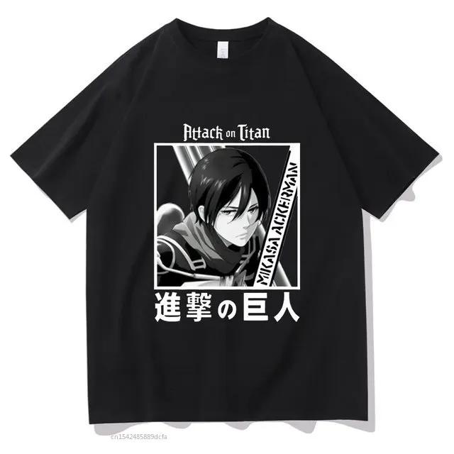 

Attack on Titan Japanese Anime Short Sleeve Cute Mikasa Ackerman Print T Shirt Summer Korean Harajuku Trend T-shirt