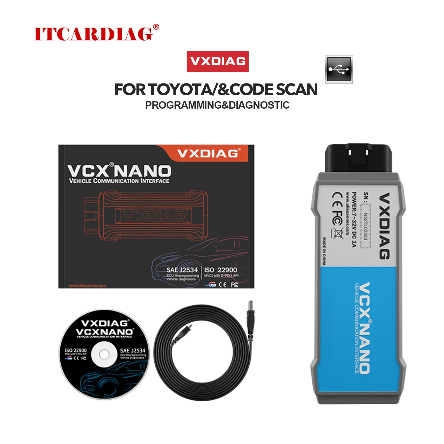 VXDIAG USB NANO Diagnosis TIS Techstream V14 V15 для TOYOTA Obd2 сканер кода диагностический инструмент