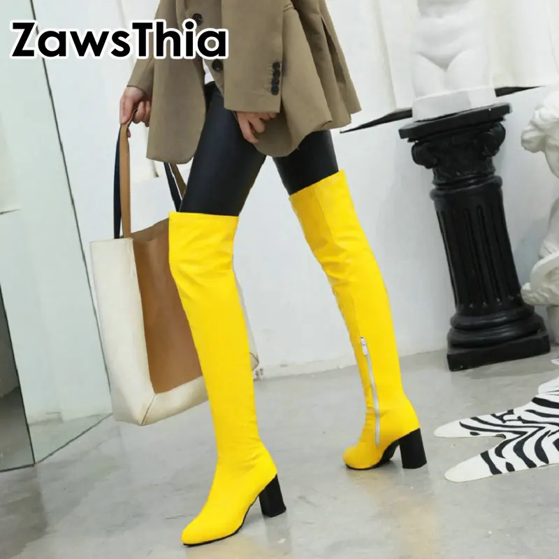 Женские лакированные сапоги ZawsThia разноцветные зеленые желтые красные белые