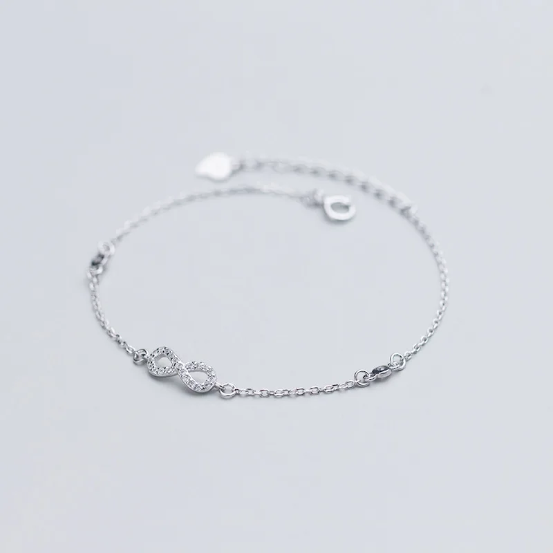 Браслет из стерлингового серебра 925 пробы Бесконечность любовь Роскошные