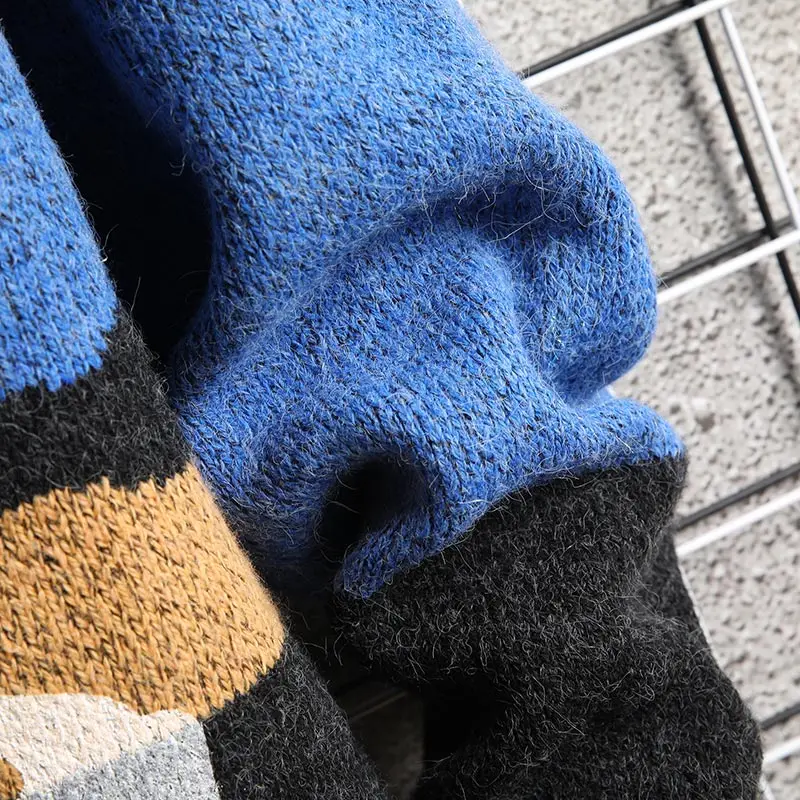 

SingleRoad Oversized Mens Knitted Sweater Men 2020 Winter Patchwork Hip Hop HarajukuJapanese Korean Pullover Black Sweater Men
