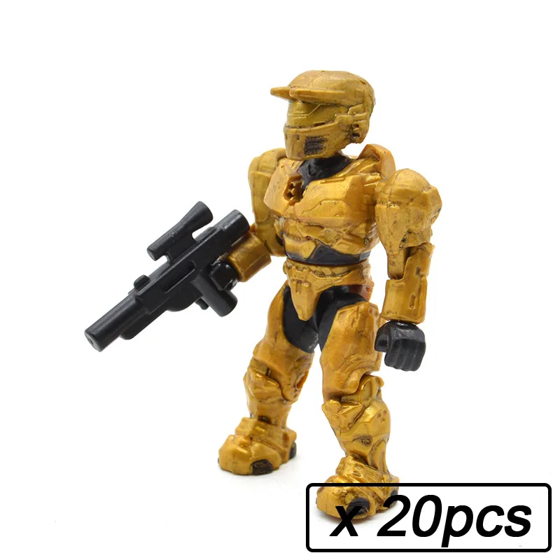 20 шт./лот, строительные блоки "воины", "люди", кирпичи, Halo Wars, игры, пластиковые доспехи для детей, сделай сам, подарки, игрушки с оружием, пистолеты - Цвет: 20pcs MB81