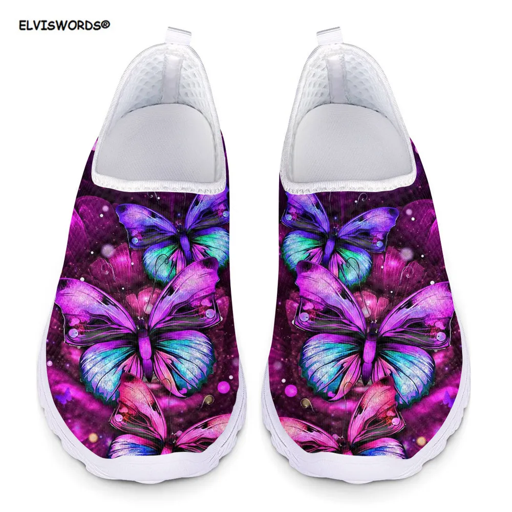 

Женские кроссовки на плоской подошве ELVISWORDS, с 3D изображением бабочек, сетчатые, удобные, для весны и лета