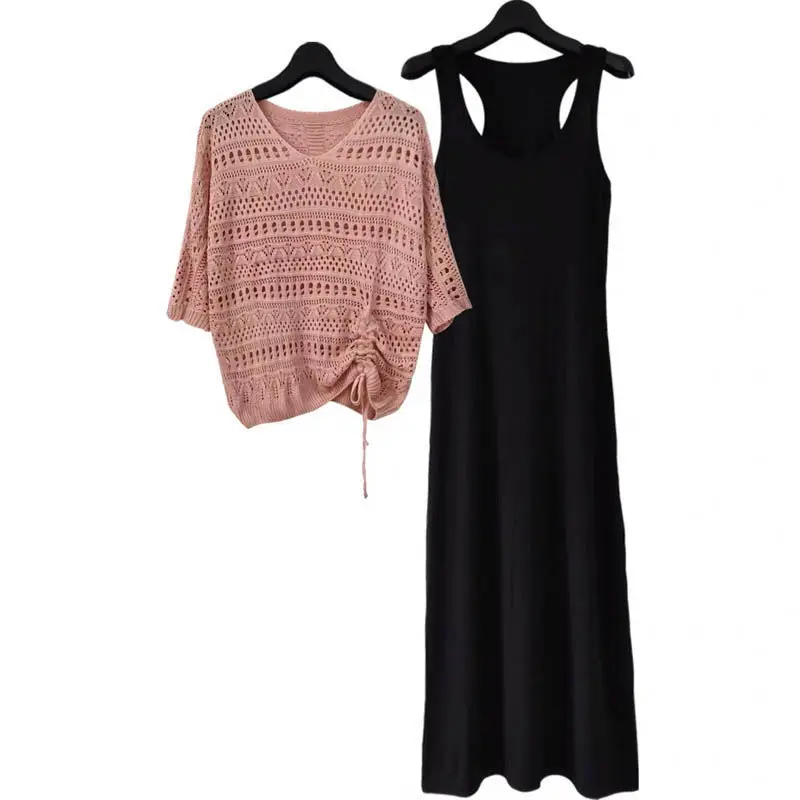 Женский трикотажный костюм из двух предметов летнее трикотажное платье на