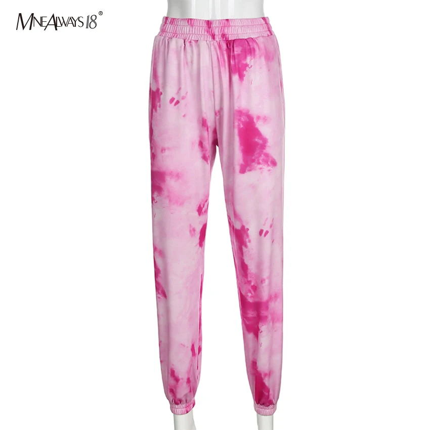 Mnealways18 Pink Fashion Tie Dye Pants 2020 Loose Swearpants Women Harem Jogger Casual Trousers Streetwear Baggy Joggers | Женская