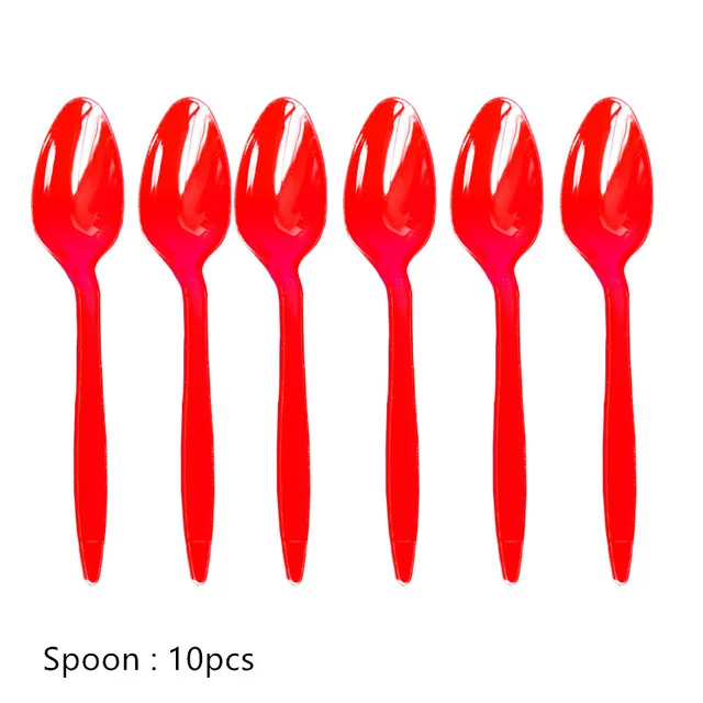 10pcs Spoon Черно-белые клетчатые вечерние одноразовые столовые приборы автомобили Гоночный флаг настольные чашки игры решетки вечерние и свадебные декоративные детские игрушки - Цвет: 10pcs Spoon