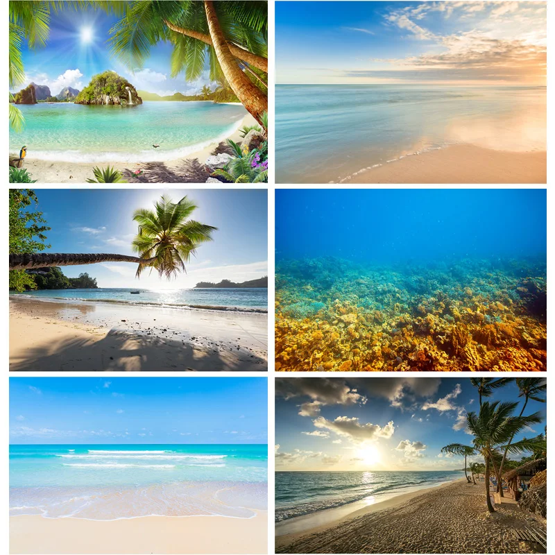 

Summer The sea Beach Palms Tree Photography Background Natural Scenic Photo Backdrops Photocall Photo Studio 2196 HHT-03