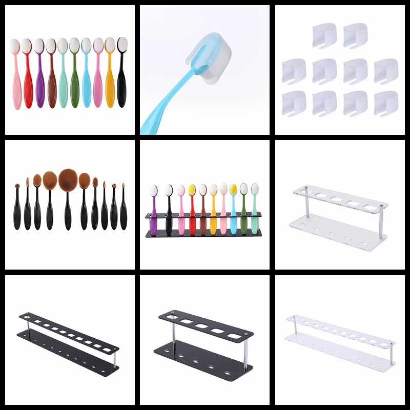 

Hole Oval Brush Holder Rack Acrylic Stand Perfect for Holding Your Oval Blending Brushes Loose Powder Used for Color Making Card