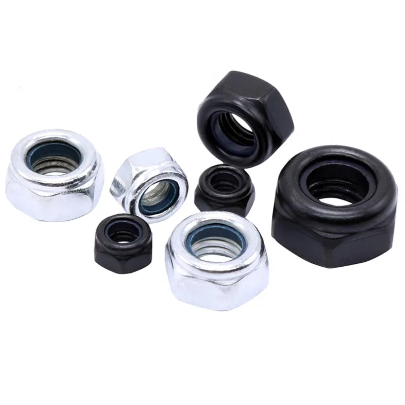 

50Pcs 304 Stainless Carbon Steel Black Zinc-plated Hexgon Nylon Insert Lock Nut M2 M2.5 M3 M4 M5 M6 Self-locking Nylock Locknut