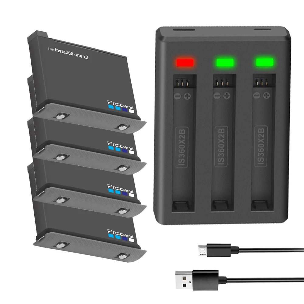 

1800mAh Battery 3 Card Slots Fast Charger With LED light For Insta360 ONE X2 Camera Accessories