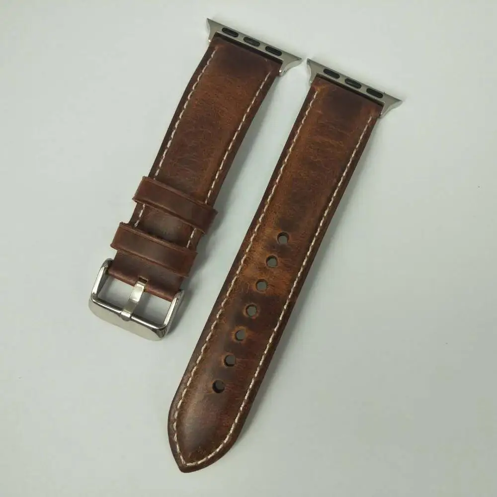 Genuine leather loop strap for apple watch band 42mm 44mm 4/5 38mm 40mm iwatch 3/2/1 replacement bracelet | Наручные часы