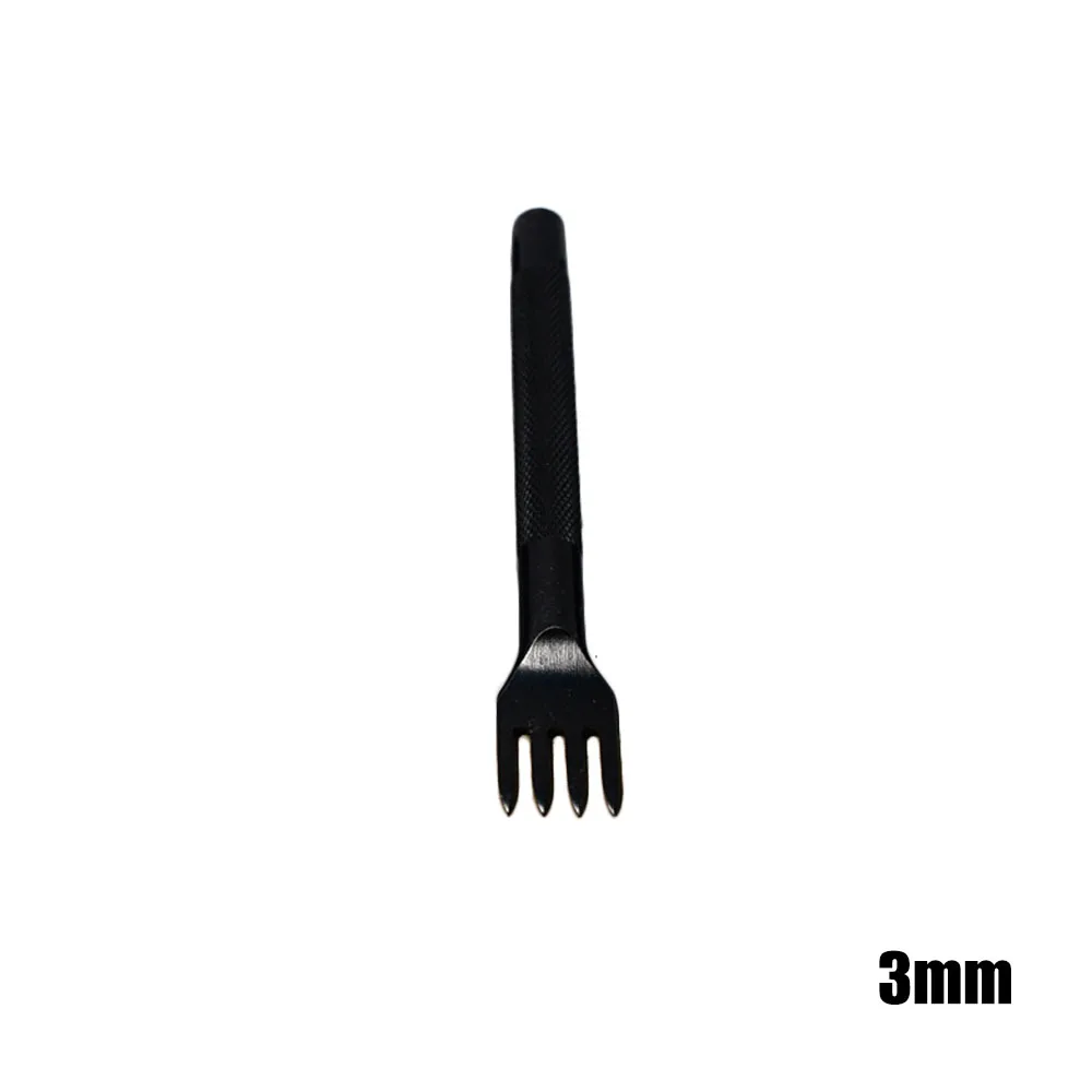 black 3mm 4 tooth Кожаная фурнитура перфорационный инструмент 1/2/4/6 зубец Hole кроя прошитой расстояние между отверстиями буровая установка DIY кожа ремесленных инструментов - Цвет: black 3mm 4 tooth