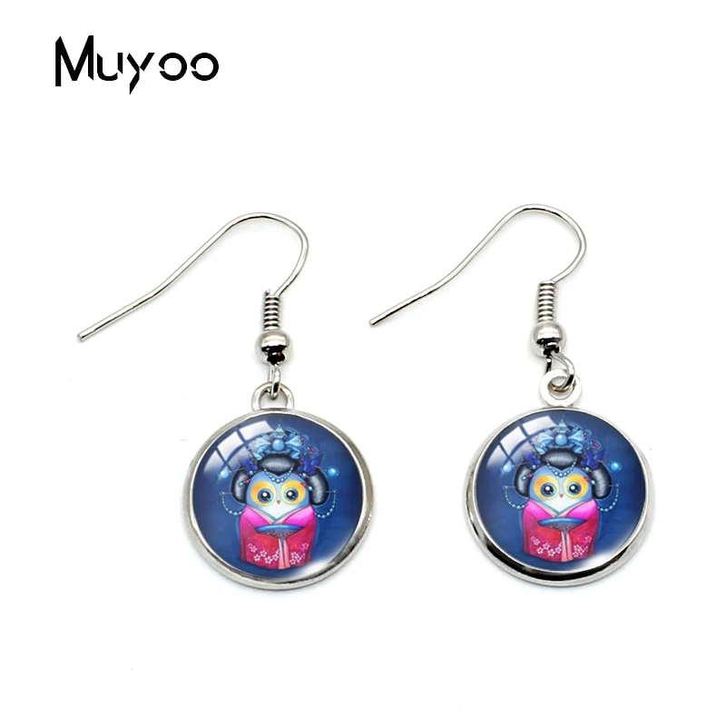 2020 New Arrival Cute Cartoon Owls Dangle Earrings Lovely Animals Owl Glass Cabochon Fish Hook Gifts for Girls | Украшения и