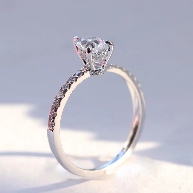Стерлинговое Серебро 10 к 14 к 0.4ct 4*6 мм капли воды Moissanite кольцо DEF цвет VVS1 обручальное кольцо для женщин
