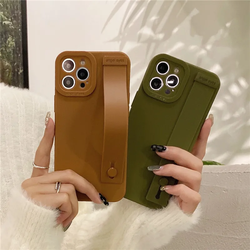 

13 Pro Case Luxury Grip Strap Band Phone Stand Holder Case for iPhone 12 Pro Max 11 XR X XS Silicone Cover 8 7 Plus 13 Pro Max