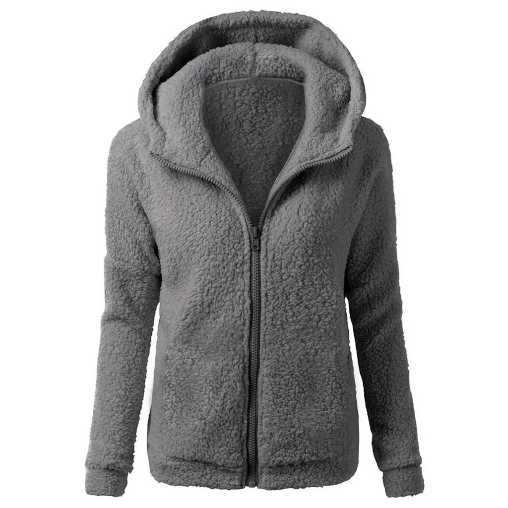 Пальто 2019 Женская толстовка с капюшоном модная зимняя теплая шерстяная куртка на