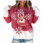 Женская Повседневная Толстовка с длинным рукавом, круглым вырезом и принтом оленя