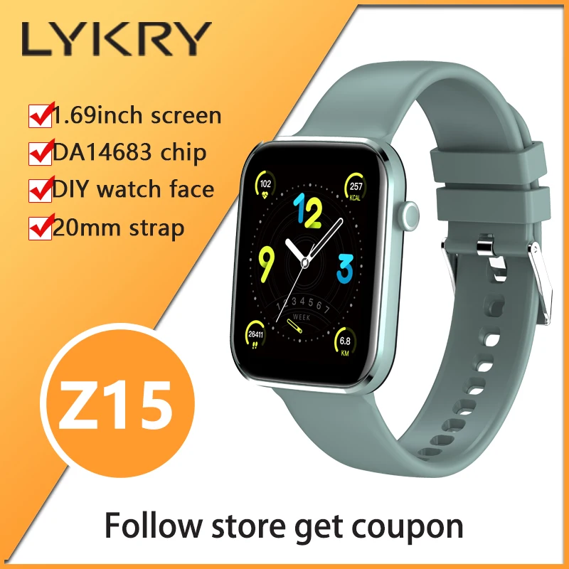 

LYKRY Smart Watch P15 Men 1.69inch Full Touch IP67 Waterproof Long Standby Women's Watches Fitness Tracker PK P8 plus For xiaomi
