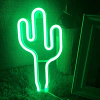 led neon light cactus light night table lamp usb powered always on acrylic wall decor decorative atmosphere %e2%80%8bnight lights